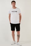 Buratti Bisiklet Yaka % 100 Pamuk Slim Fit Erkek T Shirt 541NATURE BEYAZ