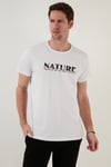 Buratti Bisiklet Yaka % 100 Pamuk Slim Fit Erkek T Shirt 541NATURE BEYAZ