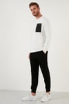Buratti Cep Detaylı Regular Fit Bisiklet Yaka Pamuklu Erkek Sweat 5905323 EKRU