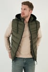Buratti Çıkarılabilir Kapüşonlu Suya ve Rüzgara Dayanıklı Slim Fit Şişme Erkek Yelek 649006 HAKİ