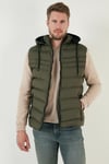 Buratti Çıkarılabilir Kapüşonlu Suya ve Rüzgara Dayanıklı Slim Fit Şişme Erkek Yelek 649006 HAKİ