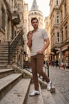 Buratti Çizgili Kısa Kollu Düğmeli Erkek Polo T Shirt 5904026 KAHVE