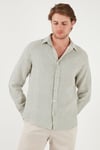 Buratti Çizgili Regular Fit Pamuklu Uzun Kollu Erkek Gömlek CF25S129721 AÇIK HAKİ