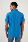 Buratti Düğmeli Yaka Pamuklu Slim Fit Cepli Erkek Gömlek CF21S111153 ORTA-MAVİ