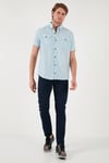 Buratti Düğmeli Yaka Pamuklu Slim Fit Cepli Erkek Gömlek CF21S111153 AÇIK MAVİ