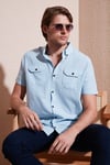 Buratti Düğmeli Yaka Pamuklu Slim Fit Cepli Erkek Gömlek CF21S111153 AÇIK MAVİ