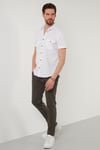 Buratti Düğmeli Yaka Pamuklu Slim Fit Cepli Erkek Gömlek CF21S111153 BEYAZ