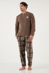 Buratti Ekose Regular Fit Bisiklet Yaka Kışlık Polar Erkek Pijama Takımı 609610013W4 CAMEL