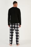 Buratti Ekose Regular Fit Bisiklet Yaka Kışlık Polar Erkek Pijama Takımı 60961001 SİYAH-BEYAZ