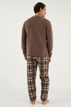 Buratti Ekose Regular Fit Bisiklet Yaka Kışlık Polar Erkek Pijama Takımı 609610013W4 CAMEL