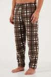 Buratti Ekose Regular Fit Bisiklet Yaka Kışlık Polar Erkek Pijama Takımı 609610013W4 CAMEL