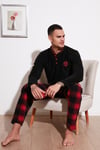 Buratti Ekose Regular Fit Bisiklet Yaka Kışlık Polar Erkek Pijama Takımı 60961001 SİYAH-KIRMIZI