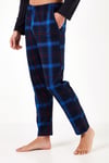 Buratti Ekoseli Cepli Beli Lastikli % 100 Pamuk Regular Fit Erkek Pijama Takımı 6572001 LACİVERT-SAKS