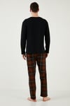 Buratti Ekoseli Cepli Beli Lastikli % 100 Pamuk Regular Fit Erkek Pijama Takımı 6572001 SİYAH-KAHVE