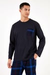 Buratti Ekoseli Cepli Beli Lastikli % 100 Pamuk Regular Fit Erkek Pijama Takımı 6572001 LACİVERT-SAKS