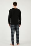 Buratti Ekoseli Cepli Beli Lastikli % 100 Pamuk Regular Fit Erkek Pijama Takımı 6572001 SİYAH-ANTRASİT