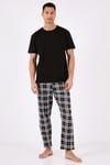 Buratti Ekoseli Pamuklu Regular Fit Kısa Kollu Erkek Pijama Takımı 6572006 SİYAH