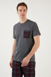 Buratti Ekoseli Pamuklu Regular Fit Kısa Kollu Erkek Pijama Takımı 6572002 ANTRASİT