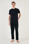 Buratti Ekoseli Pamuklu Regular Fit Kısa Kollu Erkek Pijama Takımı 6572002 LACİVERT