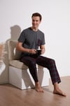 Buratti Ekoseli Pamuklu Regular Fit Kısa Kollu Erkek Pijama Takımı 6572002 ANTRASİT