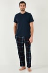 Buratti Ekoseli Pamuklu Regular Fit Kısa Kollu Erkek Pijama Takımı 60961007 LACİVERT