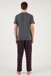 Buratti Ekoseli Pamuklu Regular Fit Kısa Kollu Erkek Pijama Takımı 6572002 ANTRASİT