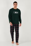 Buratti Ekoseli Pamuklu Regular Fit Yüksek Bel Bisiklet Yaka Erkek Pijama Takımı 6574000 YEŞİL