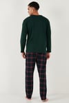 Buratti Ekoseli Regular Fit Yüksek Bel Cepli Bisiklet Yaka Erkek Pijama Takımı 6574002 YEŞİL