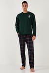 Buratti Ekoseli Regular Fit Yüksek Bel Cepli Bisiklet Yaka Erkek Pijama Takımı 6574002 YEŞİL