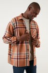 Buratti Ekoseli Tek Cepli Regular Fit Kışlık Oduncu Erkek Gömlek CF23W194571 CAMEL