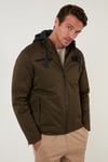 Buratti İçi Peluş Astarlı Slim Fit Çıkarılabilir Kapüşonlu Erkek Mont 5855017 HAKİ