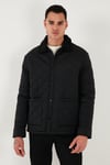 Buratti Kapitoneli Regular Fit Kadife Detaylı Erkek Mont 497LEROY SİYAH