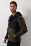 Buratti Kapüşonlu Dik Yaka Şardonlu Slim Fit Erkek Sweat 5655268 SİYAH-HAKİ