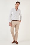 Buratti Kareli Pamuk Karışımlı Düğmeli Yaka Uzun Kollu Slim Fit Erkek Gömlek CF23S7497 LACİVERT-BEJ