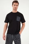 Buratti Kareli Pamuklu Regular Fit Şortlu Erkek Pijama Takımı 6572021 SİYAH