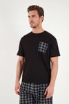 Buratti Kareli Pamuklu Regular Fit Şortlu Erkek Pijama Takımı 6572021 SİYAH