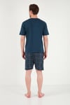 Buratti Kareli Pamuklu Regular Fit Şortlu Erkek Pijama Takımı 6572021 LACİVERT