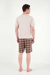 Buratti Kareli Pamuklu Regular Fit Şortlu Erkek Pijama Takımı 6572021 BEJ