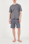 Buratti Kareli Pamuklu Regular Fit Şortlu Erkek Pijama Takımı 6572021 FÜME
