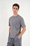 Buratti Kareli Pamuklu Regular Fit Şortlu Erkek Pijama Takımı 6572021 FÜME