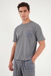 Buratti Kareli Pamuklu Regular Fit Şortlu Erkek Pijama Takımı 6572021 FÜME