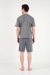 Buratti Kareli Pamuklu Regular Fit Şortlu Erkek Pijama Takımı 6572021 FÜME