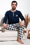 Buratti Kareli Pamuklu Regular Fit Uzun Kollu Erkek Pijama Takımı 60961003 LACİVERT