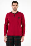 Buratti Kareli Pamuklu Regular Fit Uzun Kollu Erkek Pijama Takımı 60961003 BORDO