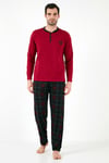 Buratti Kareli Pamuklu Regular Fit Uzun Kollu Erkek Pijama Takımı 60961003 BORDO