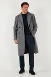 Buratti Loose Fit Kruvaze Yaka Uzun Astarlı Kaşe Erkek Kaban 681003 GRİ
