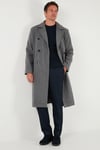 Buratti Loose Fit Kruvaze Yaka Uzun Astarlı Kaşe Erkek Kaban 681003 GRİ