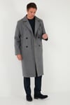 Buratti Loose Fit Kruvaze Yaka Uzun Astarlı Kaşe Erkek Kaban 681003 GRİ