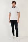Buratti Pamuk Karışımlı Desenli Slim Fit Erkek Polo Yaka T Shirt 646B3200 BEYAZ
