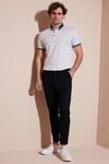 Buratti Pamuk Karışımlı Desenli Slim Fit Erkek Polo Yaka T Shirt 646B3280 BEYAZ